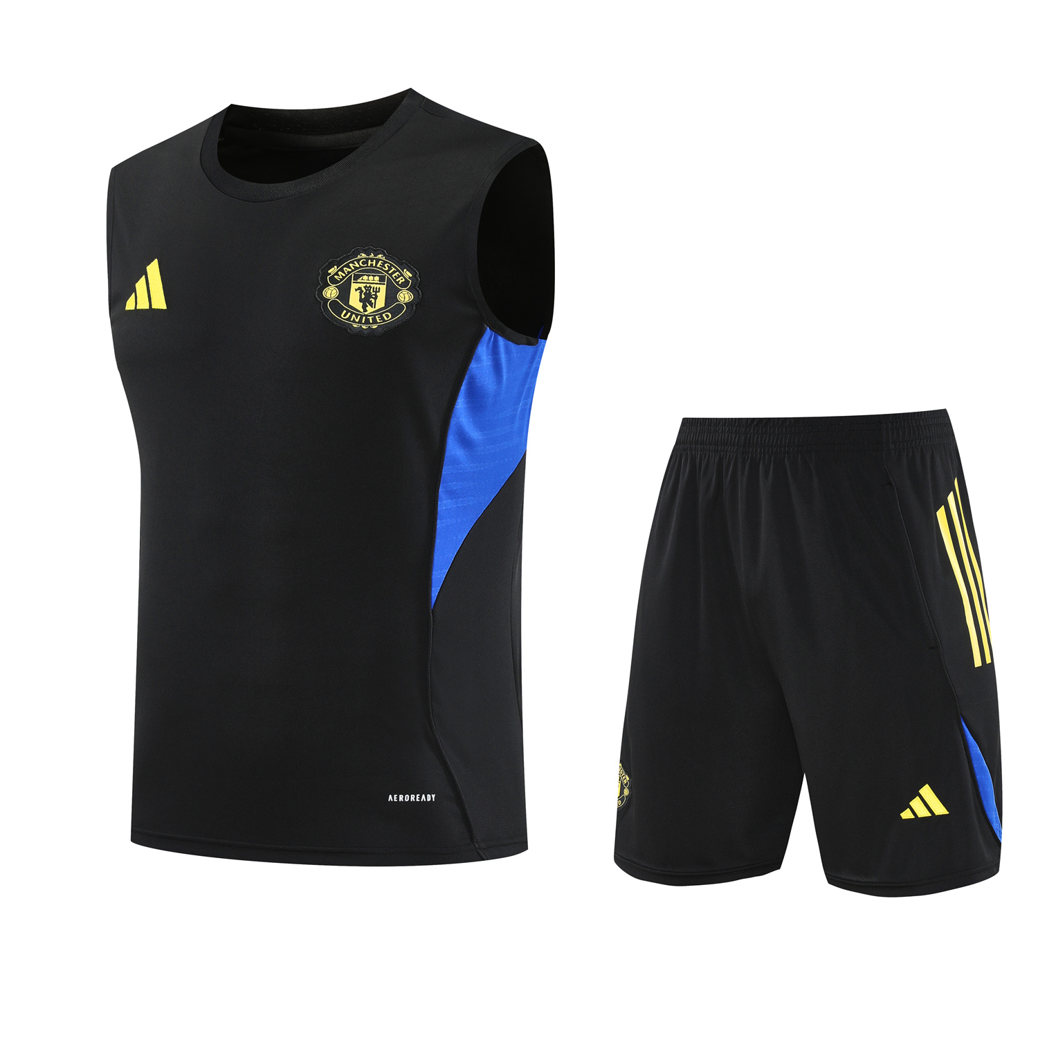 TFK-turbofussballkit-Manchester United 25-26 Vest Training Set - Black And Light Grey Vest & Black Shorts