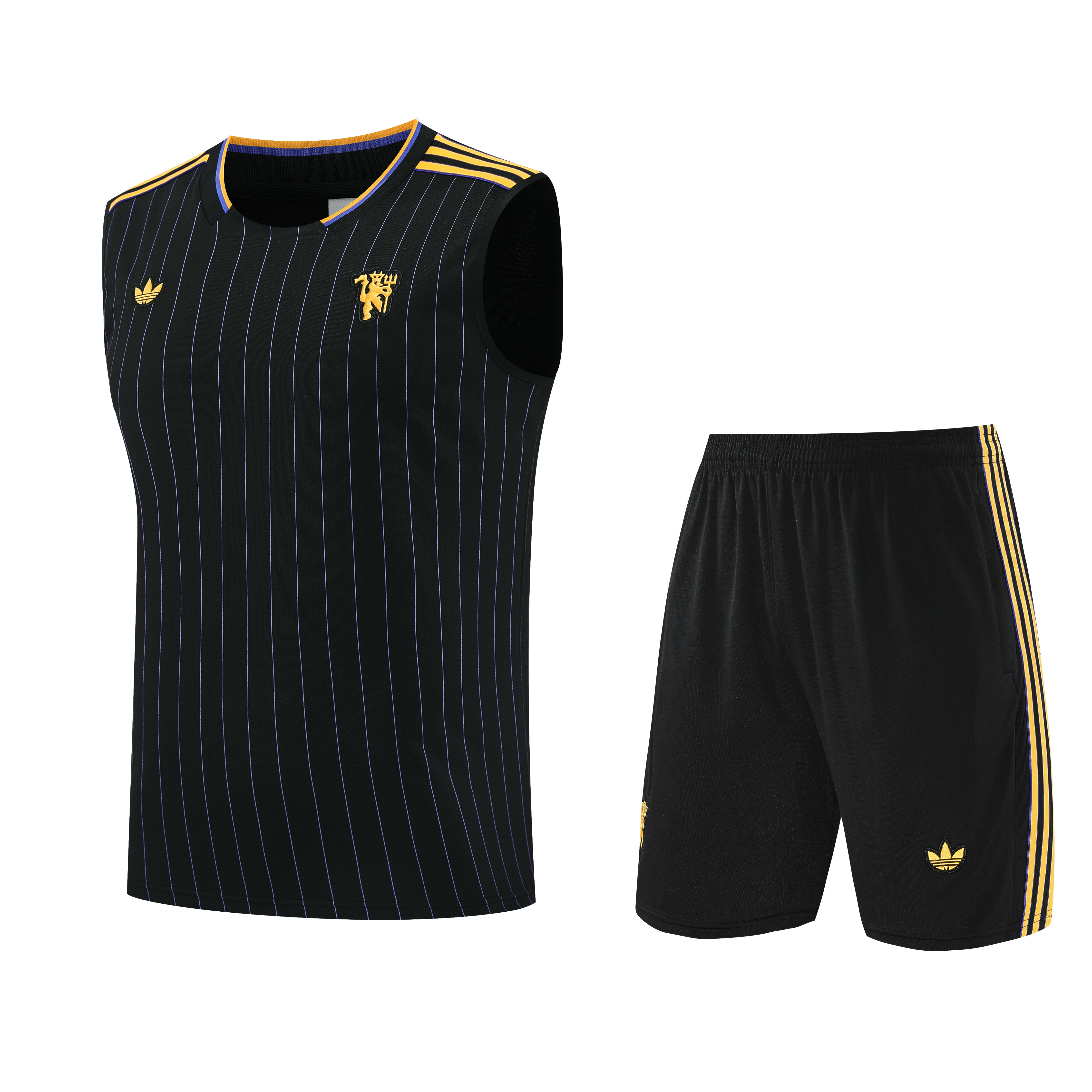 TFK-turbofussballkit-Manchester United 25-26 Vest Training Set - Black Top & Black Shorts