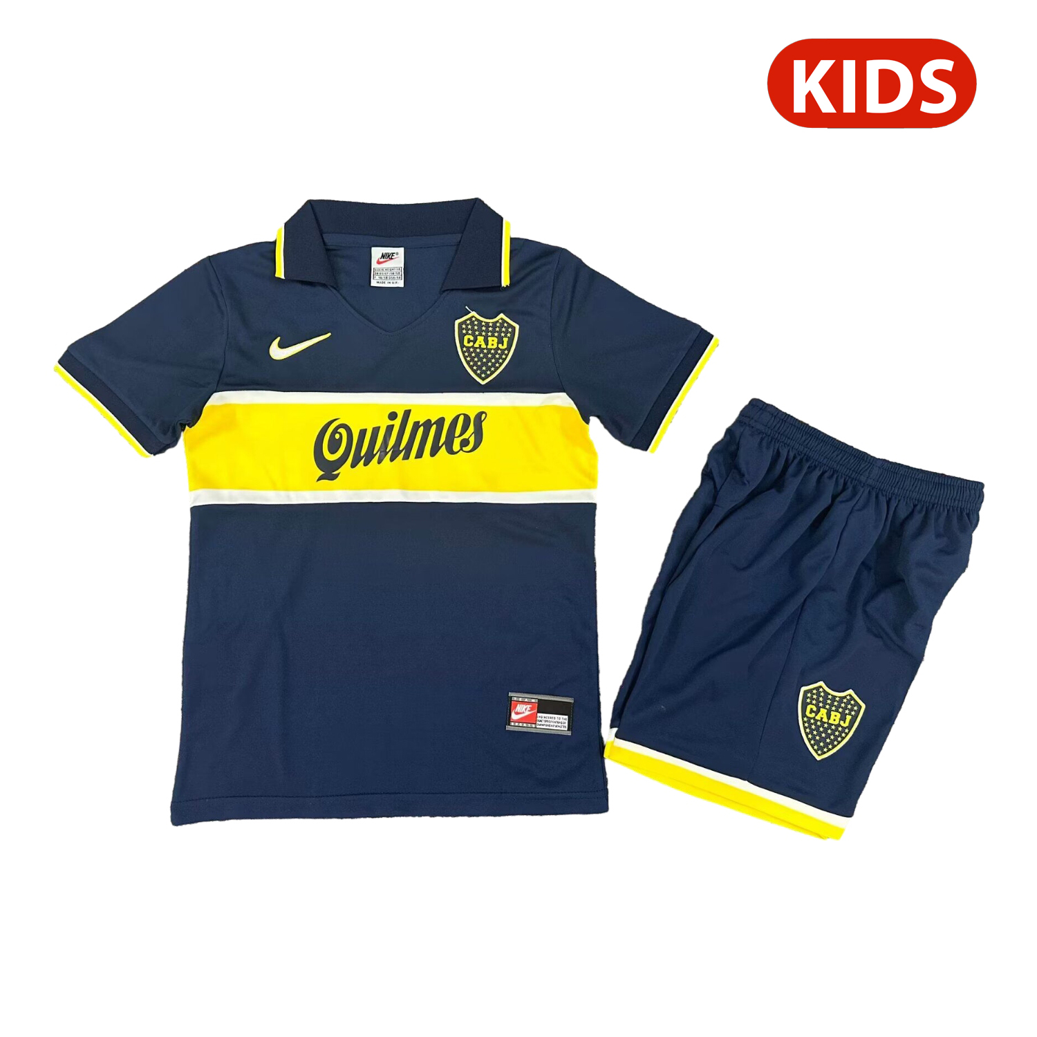 TFK-turbofussballkit-Retro Boca Juniors 1996-97 Home Kids Kit
