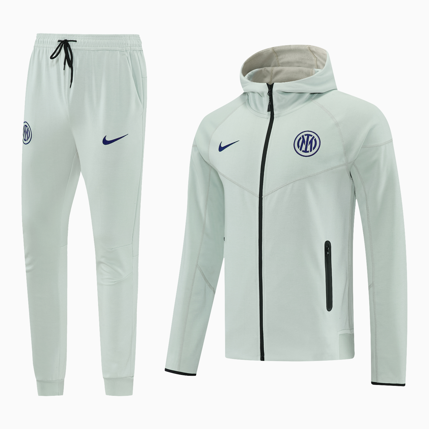 TFK-turbofussballkit-Inter Milan 25-26 Hooded Windbreaker Training Set - Grey Green Top & Pants