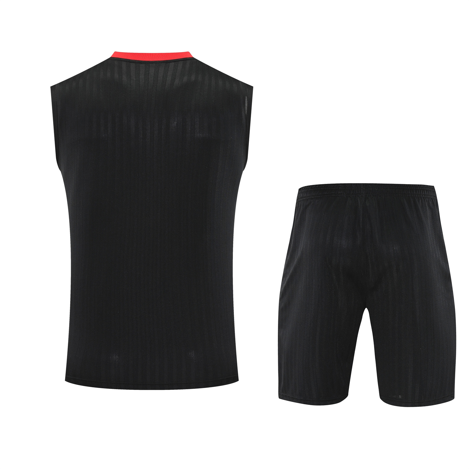 TFK-turbofussballkit-Manchester United 25-26 Vest Training Set - Red Retro Logo Black Vest & Black Shorts