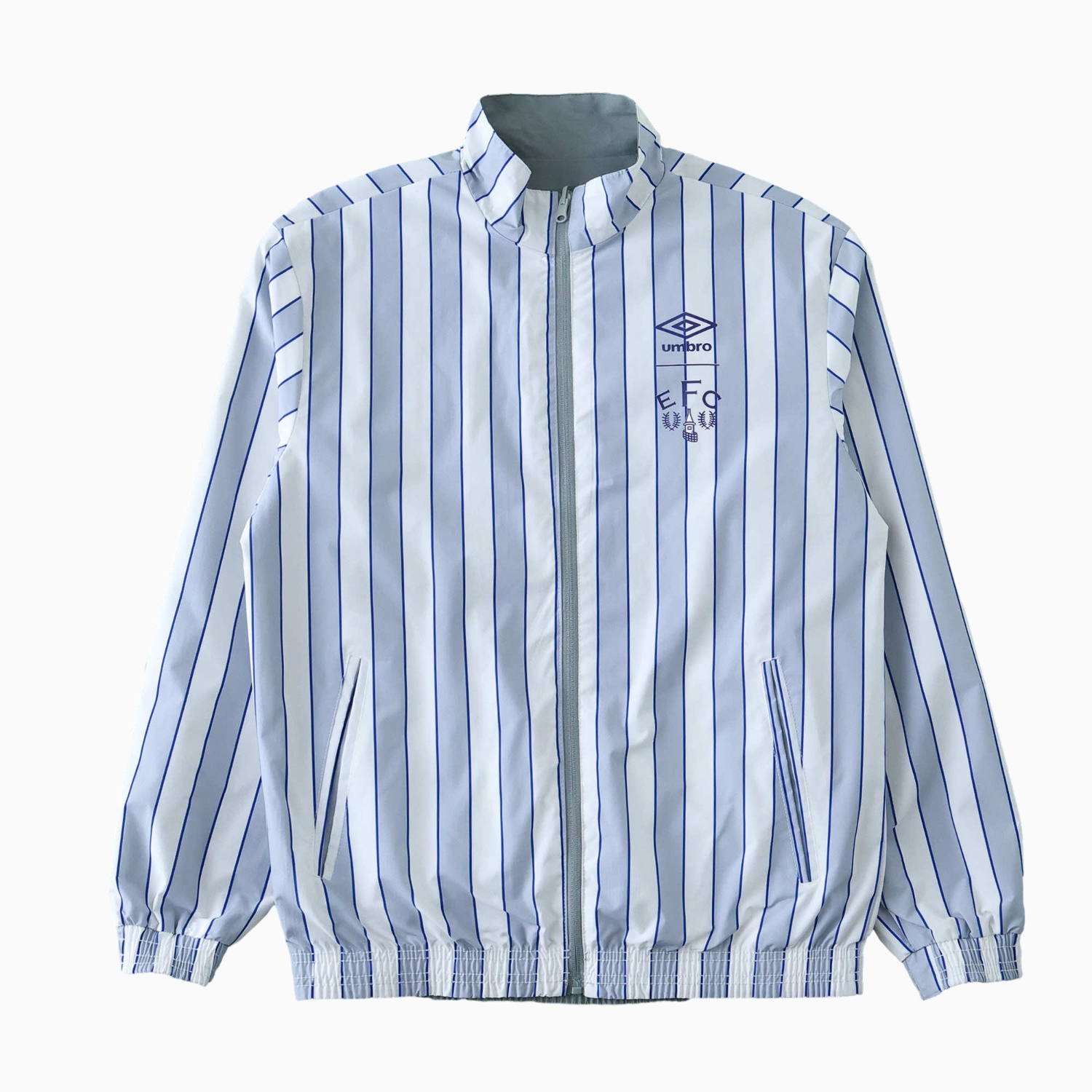 TFK-turbofussballkit-Everton 1988-89 Retro Style Double Sided Reversible Windbreaker - White & Grey