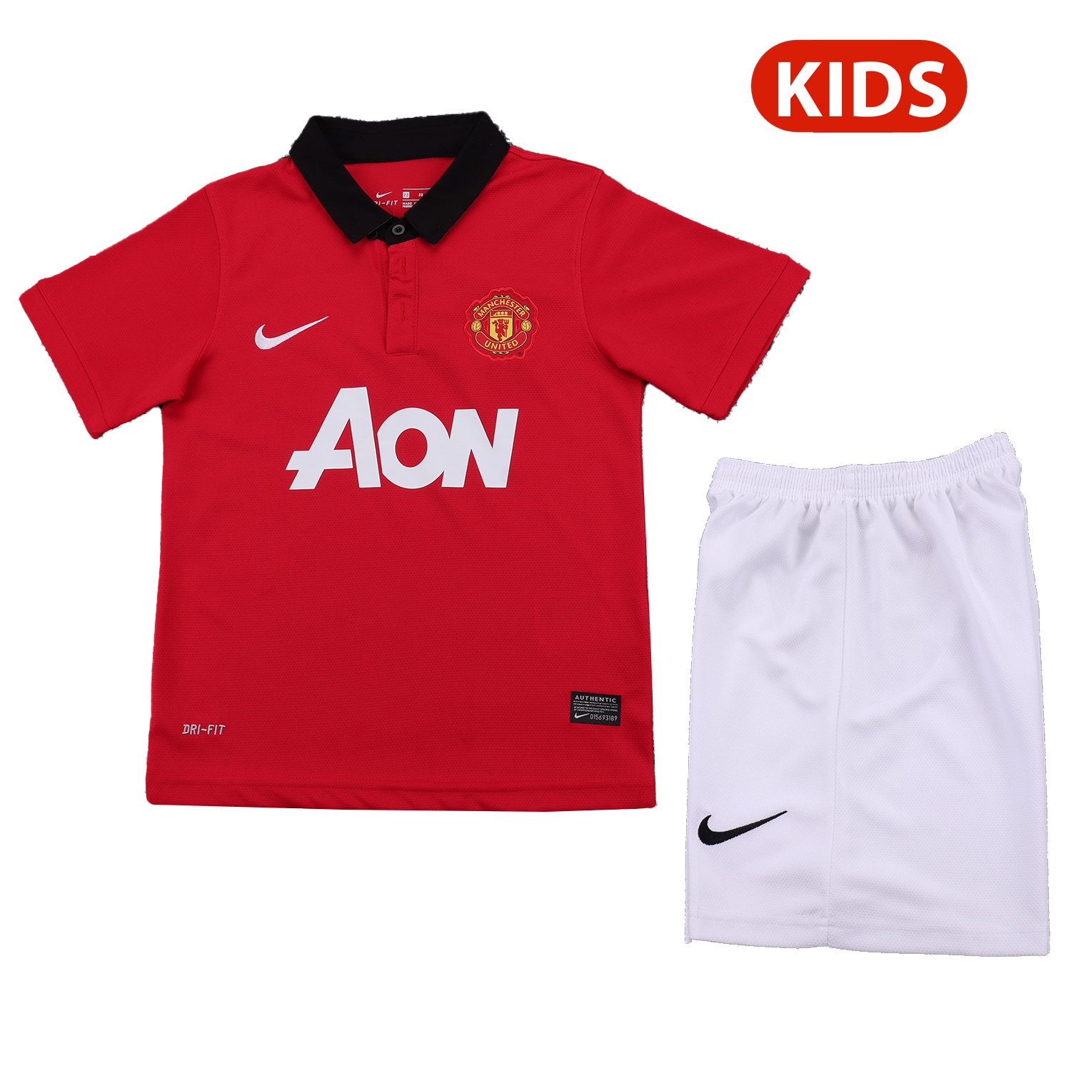 TFK-turbofussballkit-Retro Manchester United 2013-14 Home Kids Kit