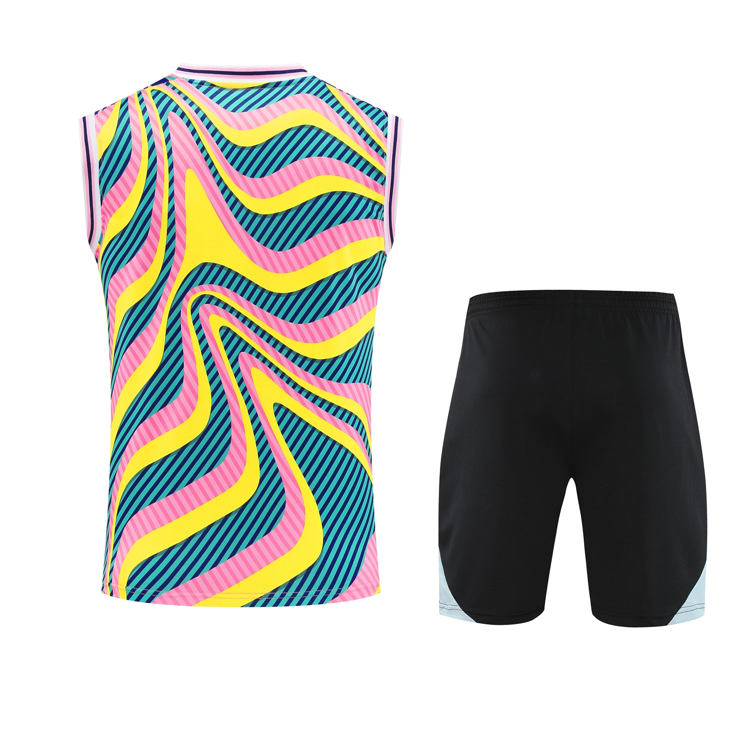 TFK-turbofussballkit-Real Madrid 25-26 Vest Training Set - Colorful Vest & Black Shorts