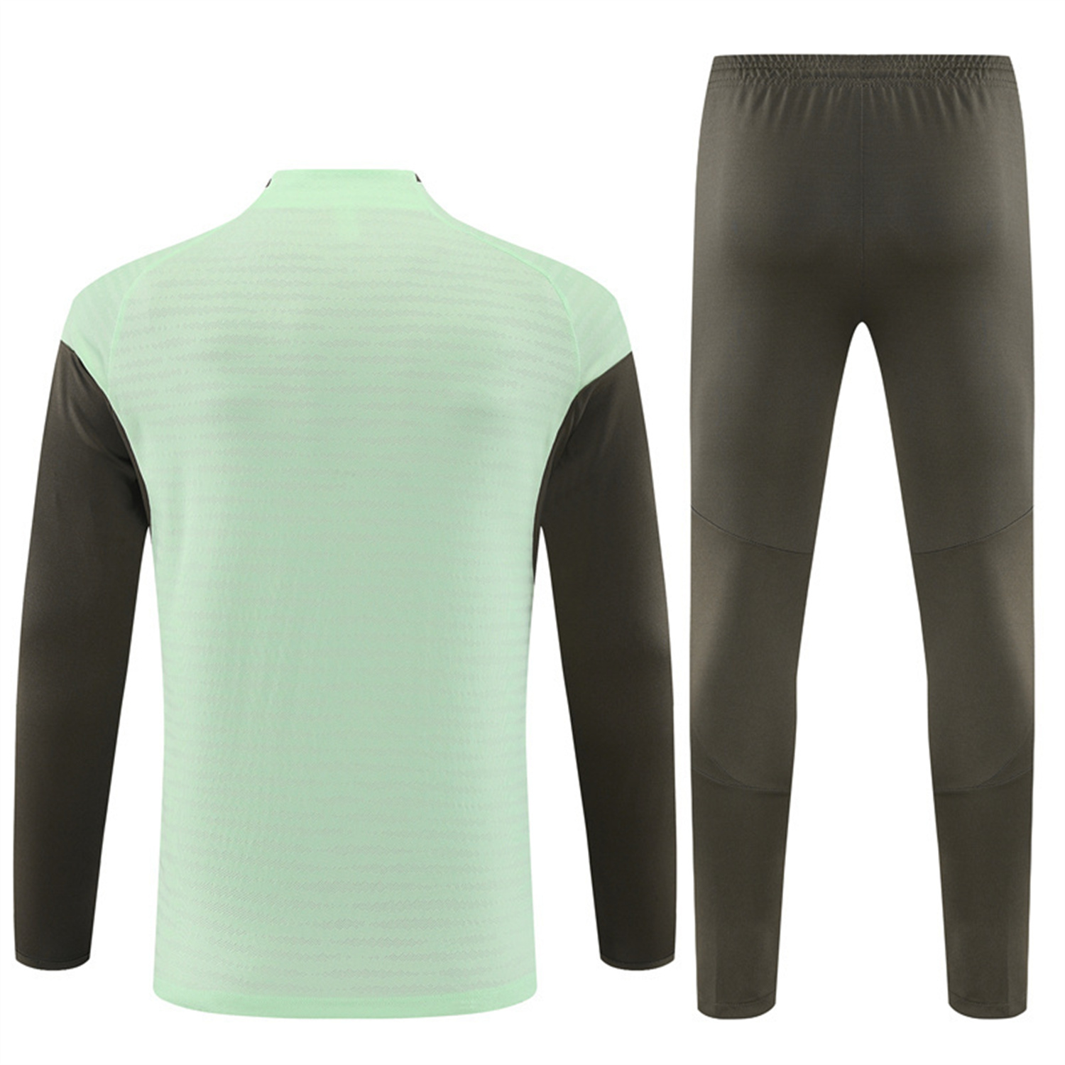 TFK-turbofussballkit-Real Madrid 25-26 Kids Long Sleeve Training Set - Player Version - Light Green Top and Khaki Pants