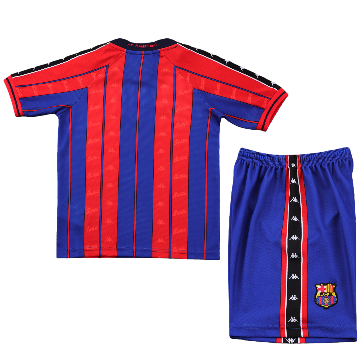TFK-turbofussballkit-Retro Barcelona 1997-98 Home Kids Kit