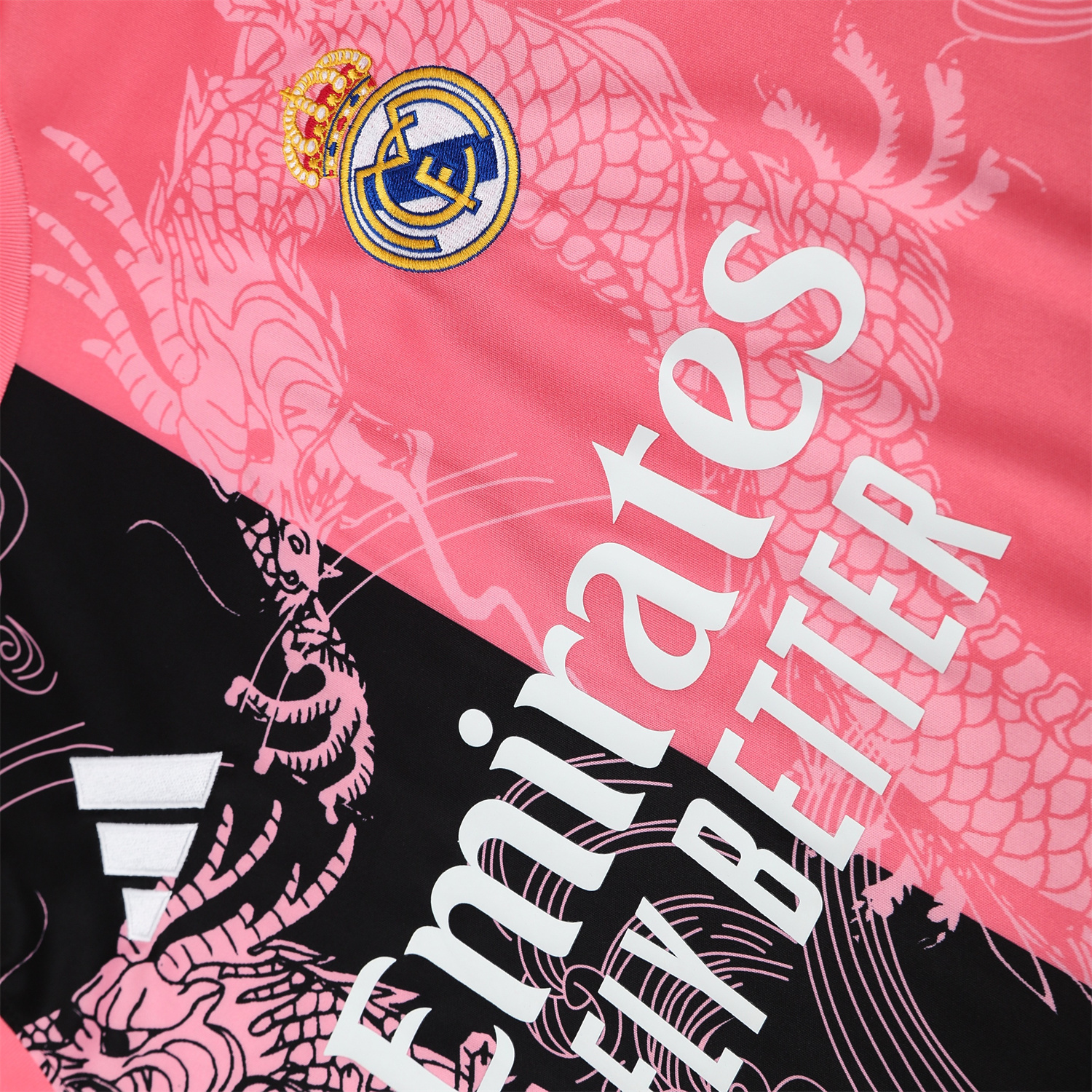 TFK-turbofussballkit-Real Madrid 25-26 Vest Training Set - Pink-Black Dragon Vest & Black-White Shorts