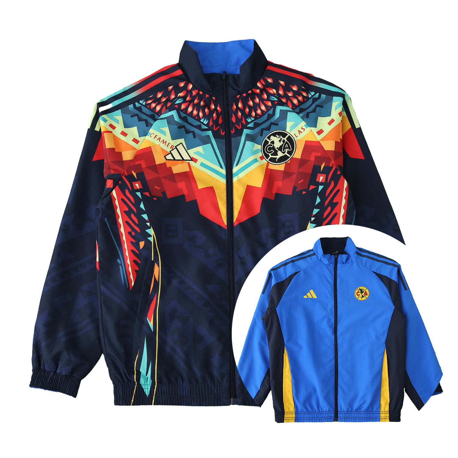 TFK-turbofussballkit-Club América 25-26 Throwback Double Sided Reversible Windbreaker - Blue & Black