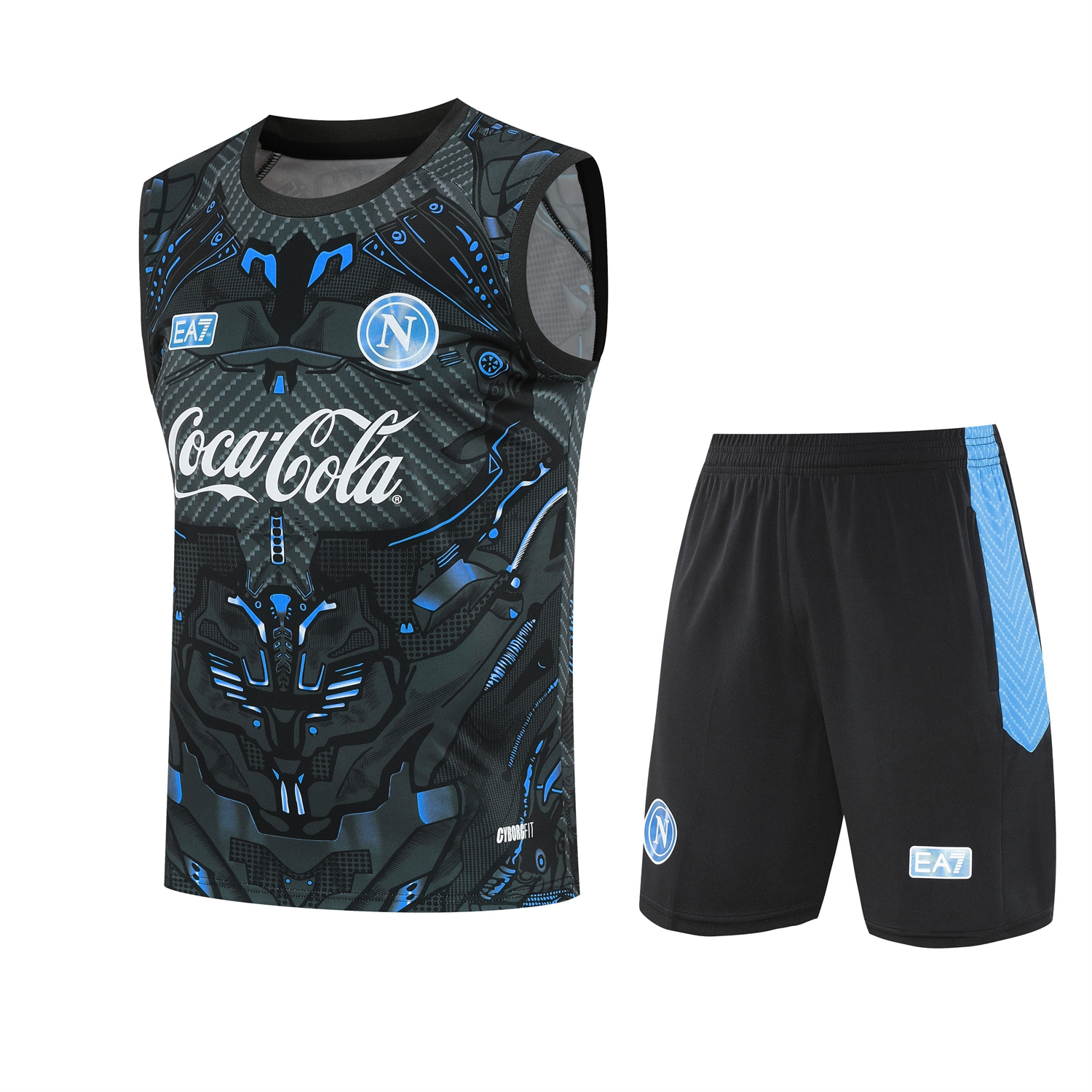 TFK-turbofussballkit-Napoli 25-26 Vest Training Set - Black Mecha Vest & Black Shorts